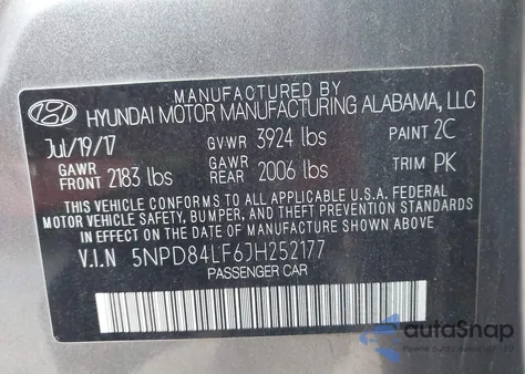 2018 Hyundai Elantra Sel из США, поврежденный, VIN 5NPD84LF6JH252177